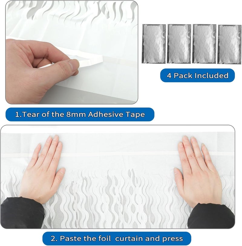 KEEUH 4 Pack White Door Streamers Foil Backdrop - 3.3x6.6ft Metallic Tinsel Foil Fringe Curtains Photo Booth Backdrop for Party Decoration - Image 5